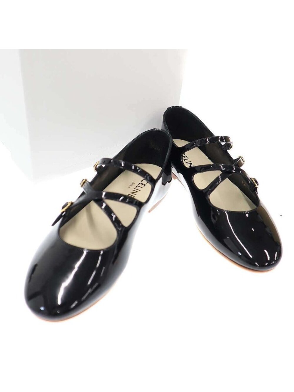 Celine Criss Cross Baby Zuballerina Flat Shoes Black